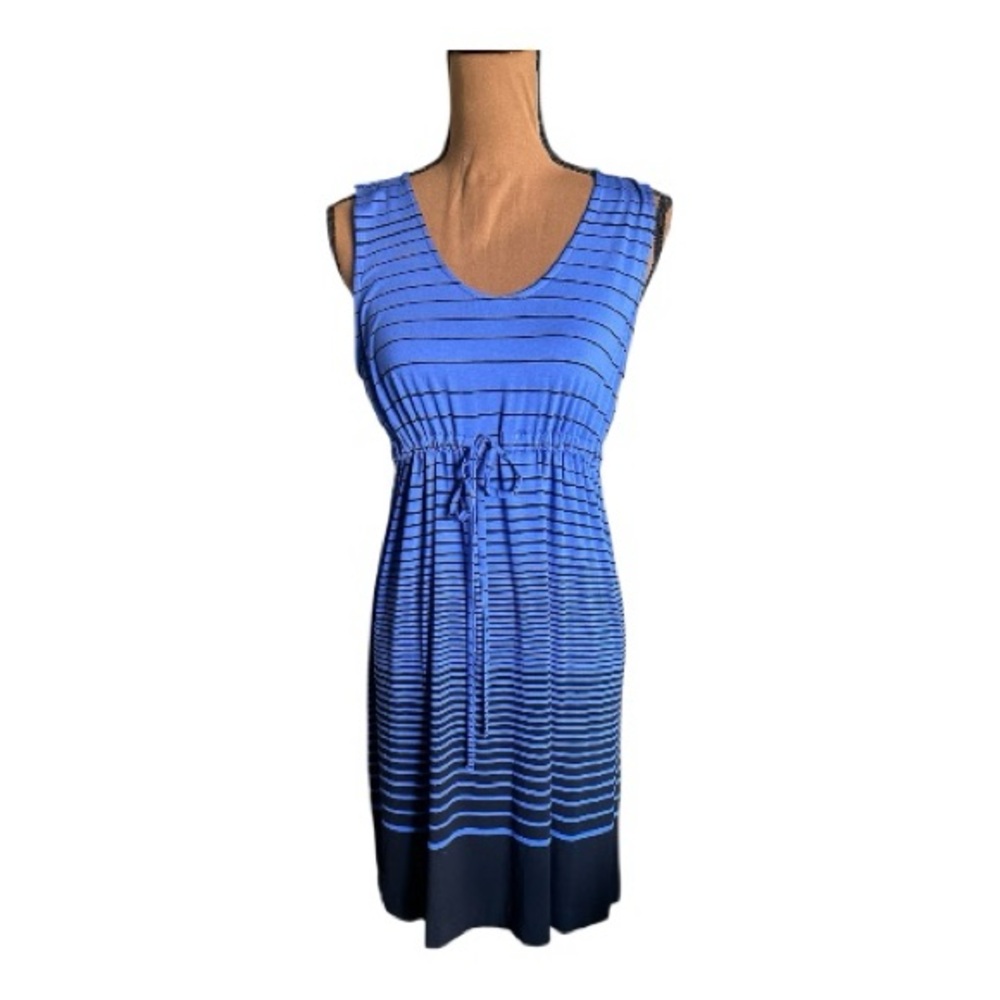 Soma: Womens Blue & Black Striped Sleeveless Dress